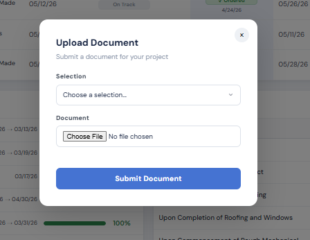 Builder uploading documents from the field